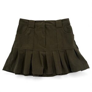 SINCERELY JULES Dark Green Pleated Corduroy Mini Skirt Size S Small Y2K